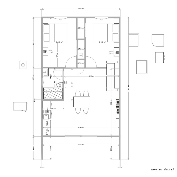 projet bungalow. Plan de 0 pièce et 0 m2