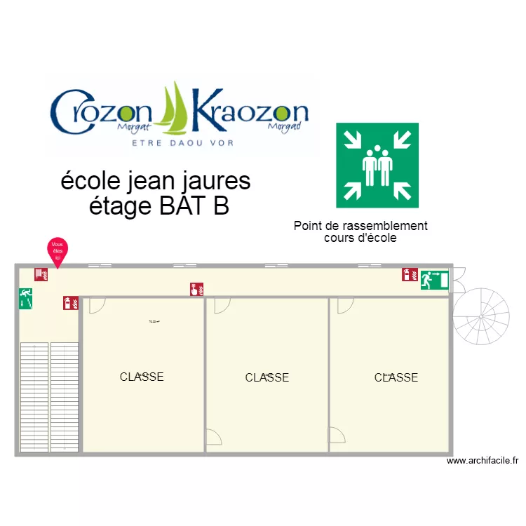 jean jaures BAT B &eacute;tage. Plan de 