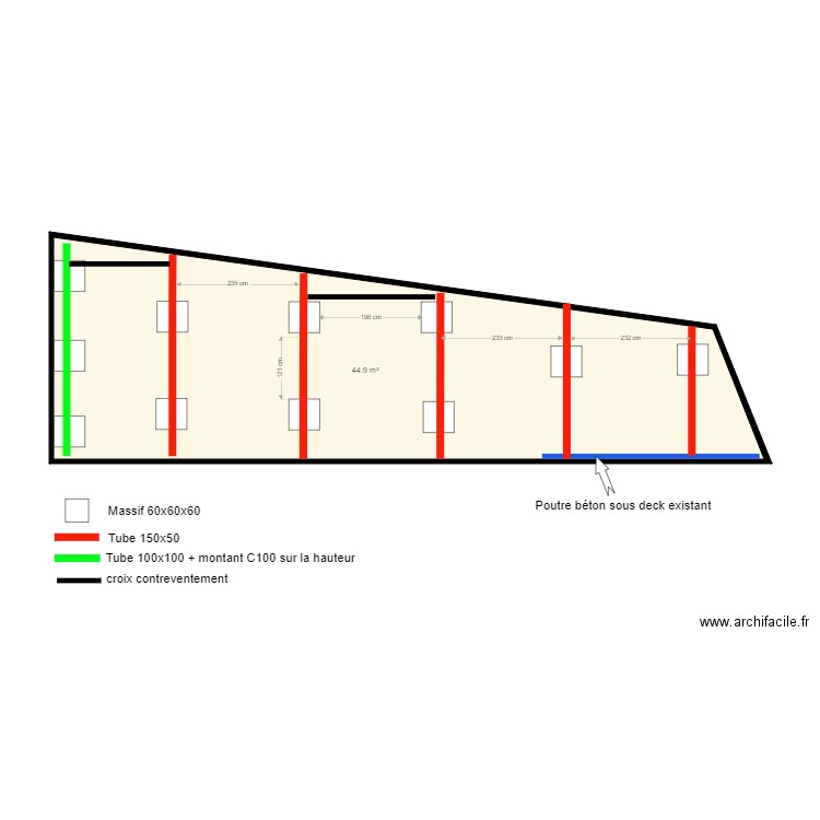 Froment. Plan de 1 pièce et 45 m2