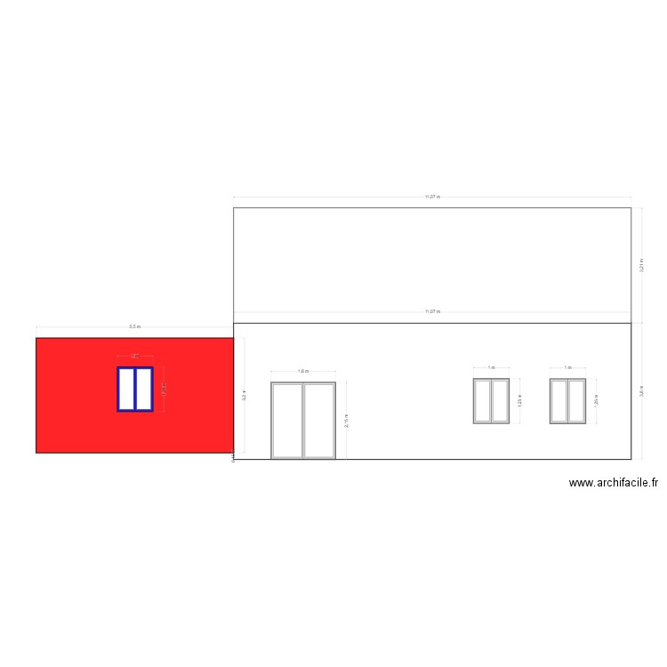 facade avant extension. Plan de 0 pièce et 0 m2