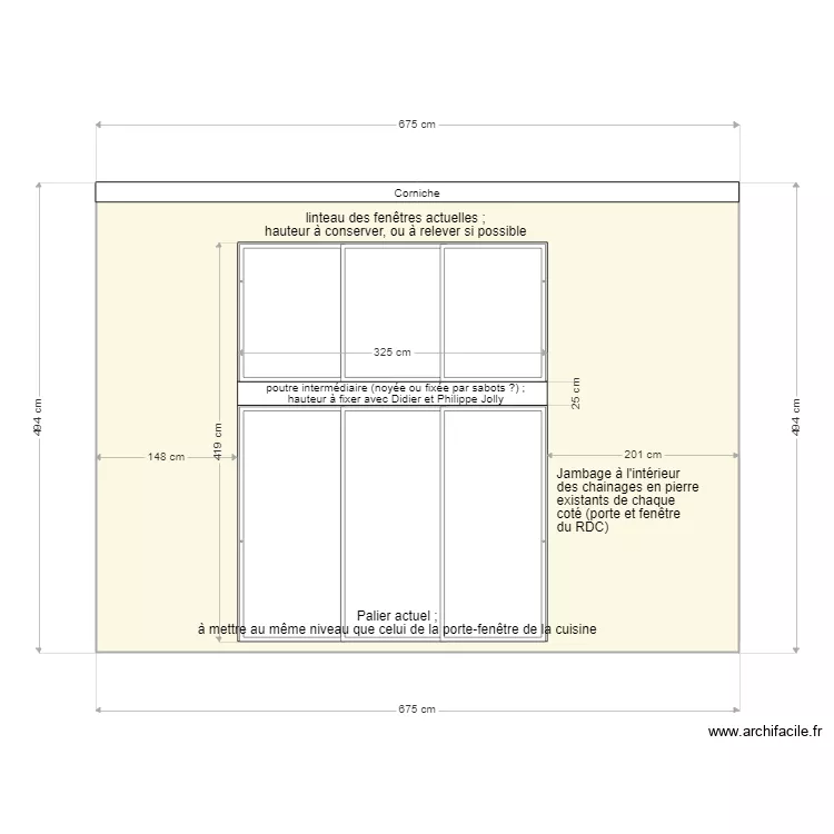Facade sud. Plan de Facade sud. Plan de
