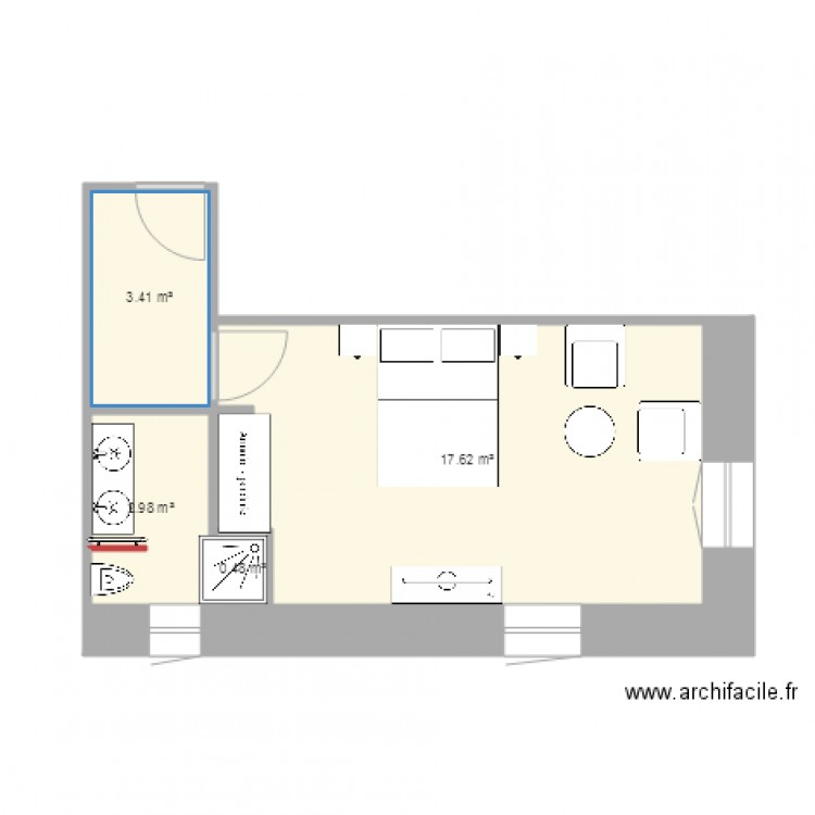 chambre bleue. Plan de 0 pièce et 0 m2