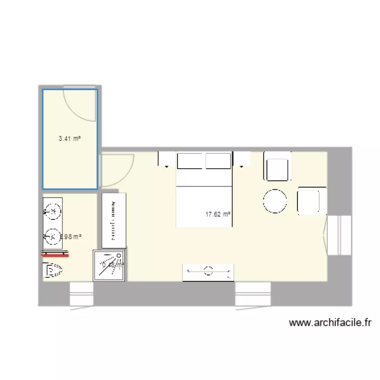 chambre bleue. Plan de 