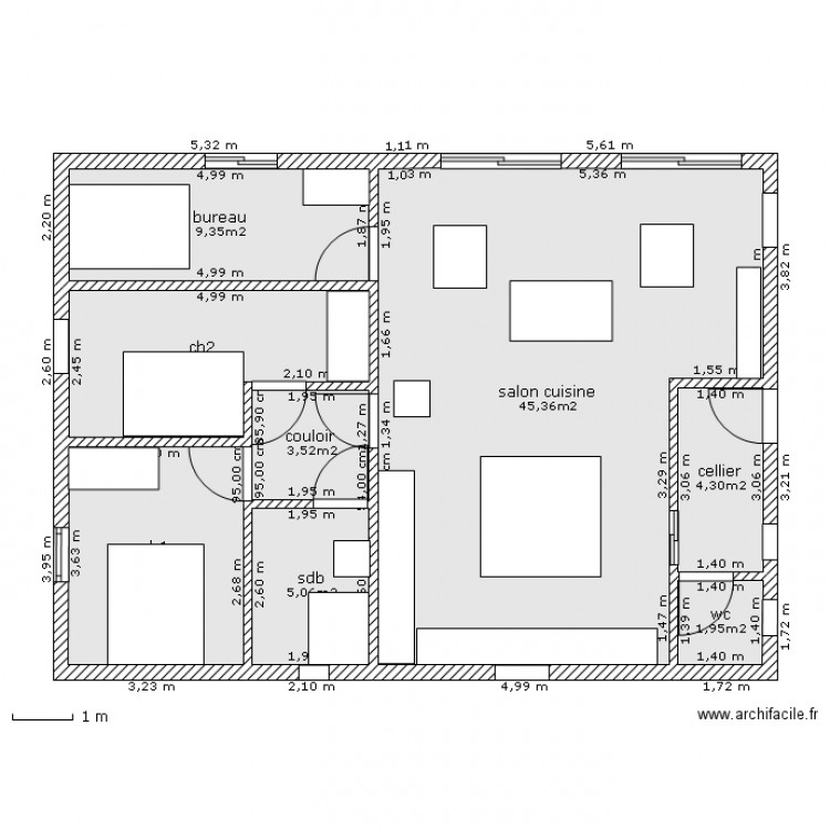 maison plain pied 90. Plan de 0 pièce et 0 m2