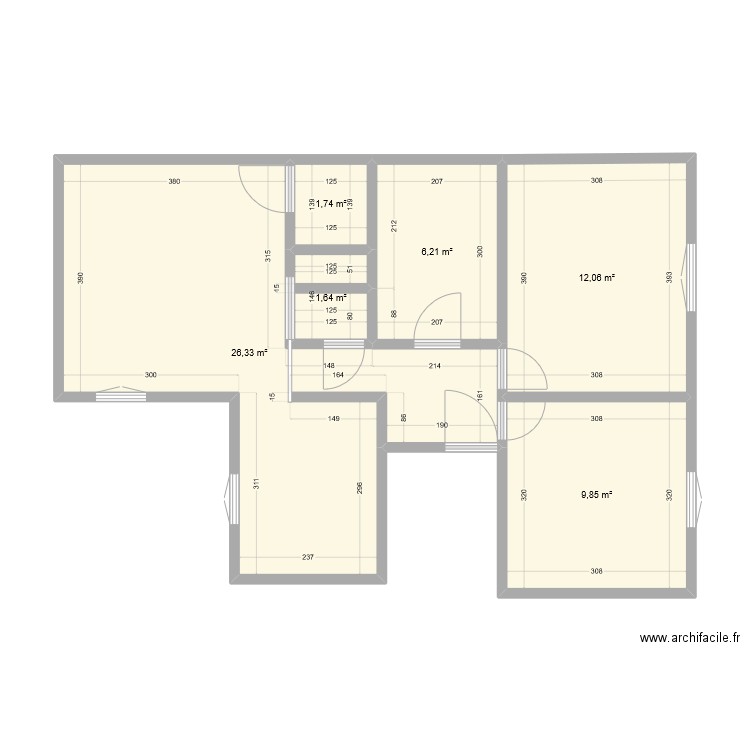 NANA1. Plan de 6 pièces et 58 m2