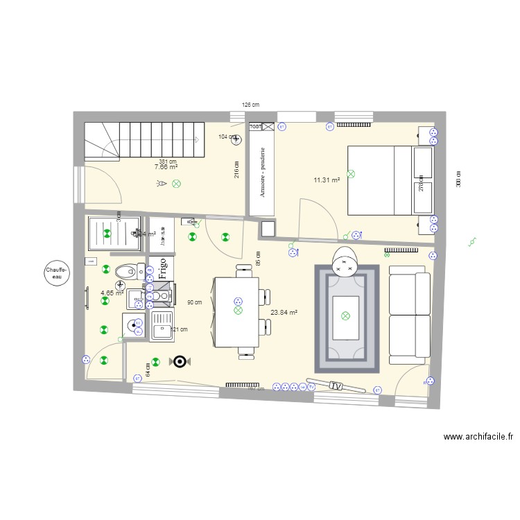 rdc projet V6 implantation électrique. Plan de 0 pièce et 0 m2