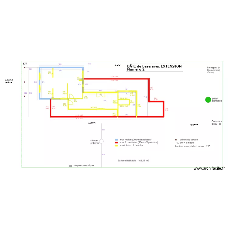 B&acirc;ti de base avec extension Num&eacute;ro 2. Plan de 