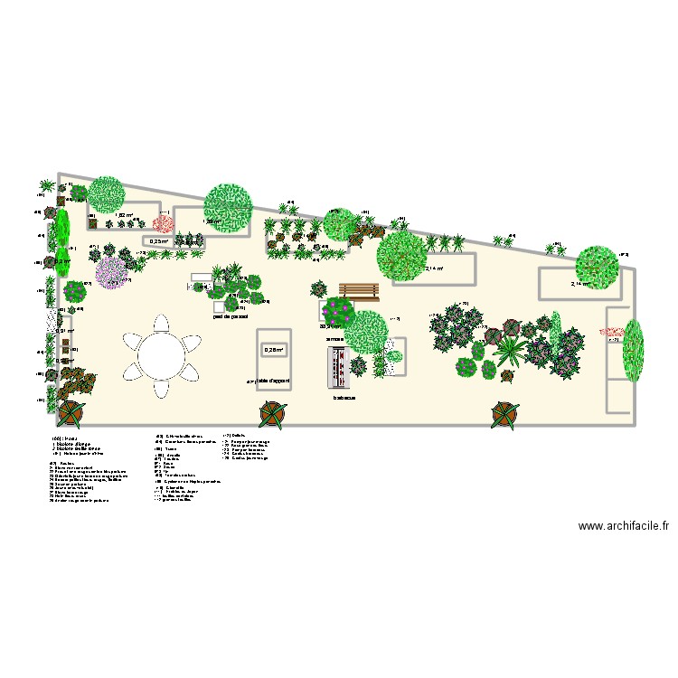 Plan de la terrasse. Plan de 12 pièces et 107 m2