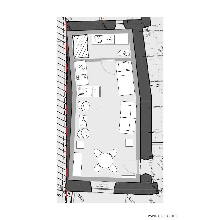 Studio - scénario 1bis. Plan de 0 pièce et 0 m2