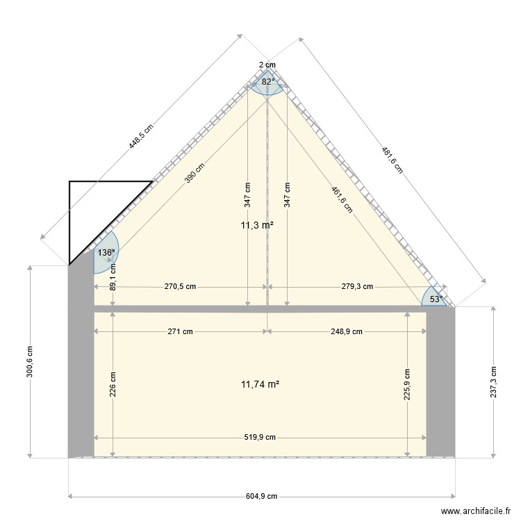 Plan de coupe piece au dessus salon 01. Plan de 0 pièce et 0 m2