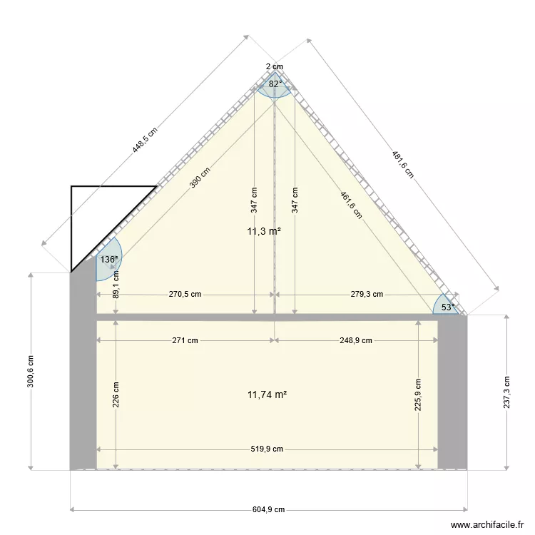 Plan de coupe piece au dessus salon 01. Plan de 