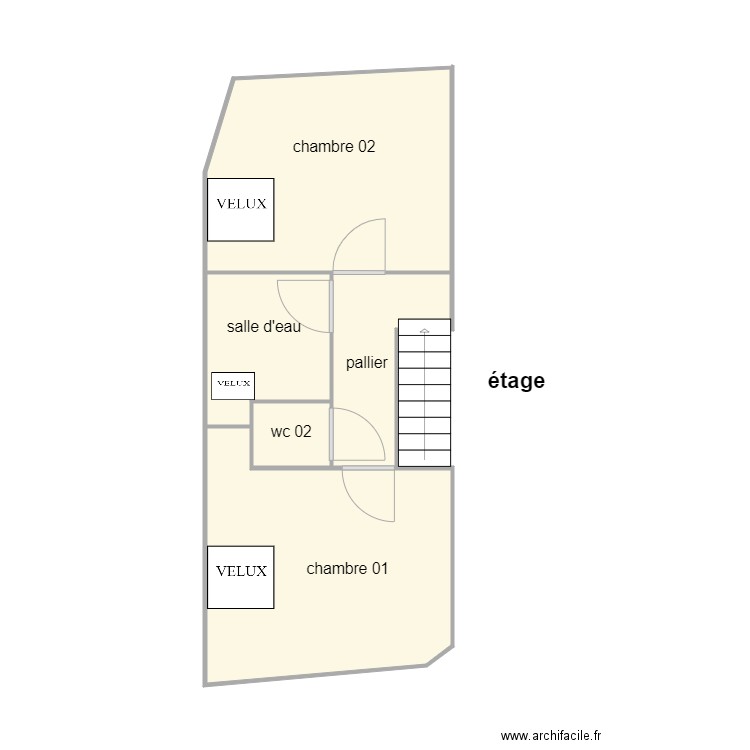 DILON étage am. Plan de 5 pièces et 32 m2