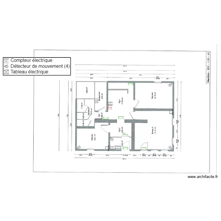 Implant CFaible Bureau SS ROGER DUMOULIN. Plan de 