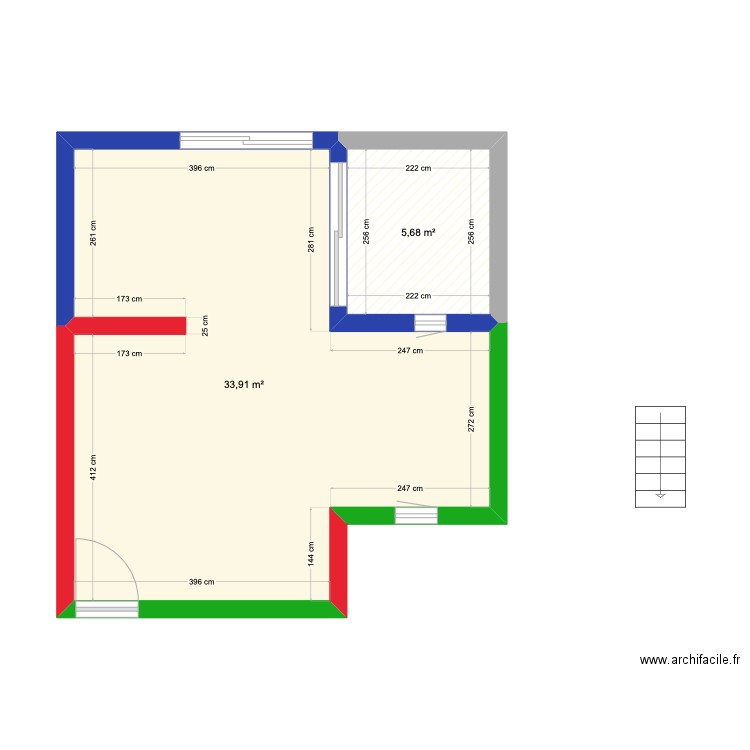 ENTRECASTEAUX  VIDE. Plan de 2 pièces et 40 m2