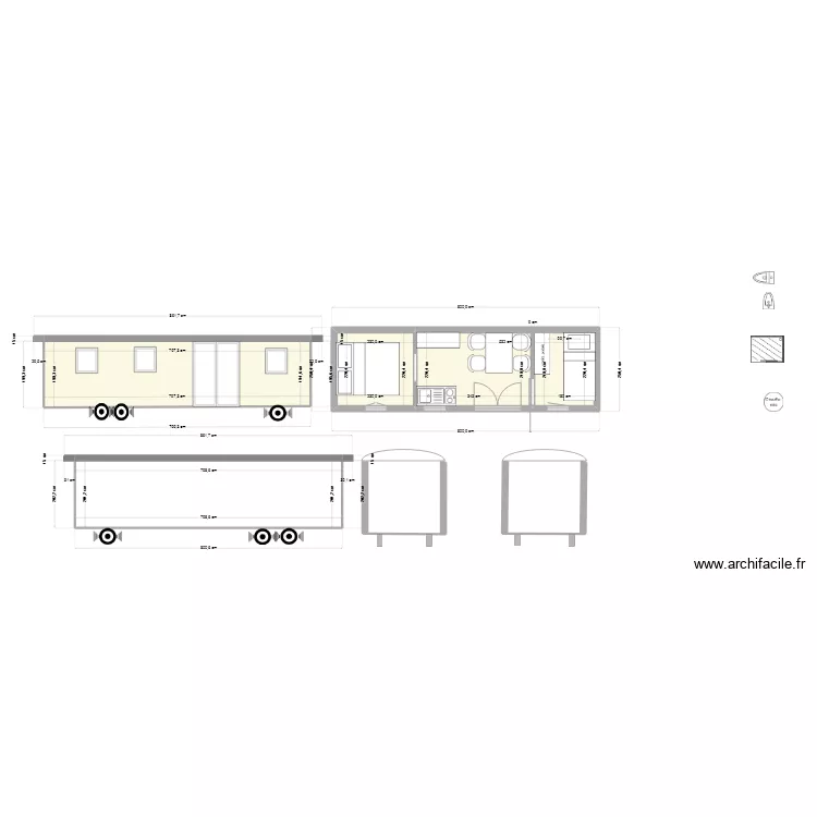 roulotte porte double 8m perrier electrique. Plan de 