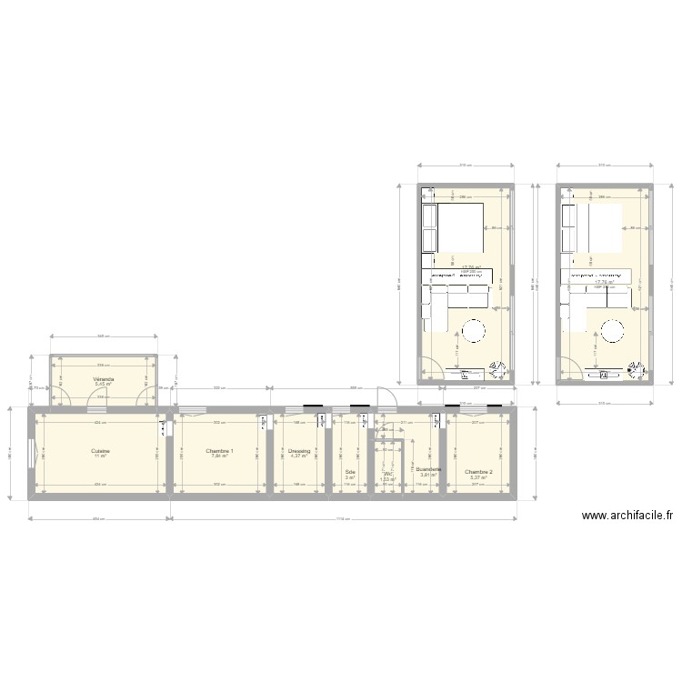 bel oeil plan actuel + greenKub. Plan de 10 pièces et 78 m2