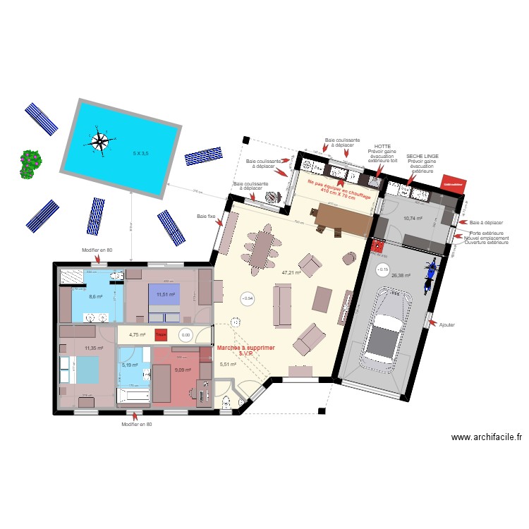 JPM 190322. Plan de 8 pièces et 210 m2