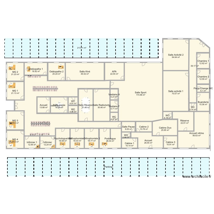 Plan MSA avec détail locaux commercial. Plan de 0 pièce et 0 m2