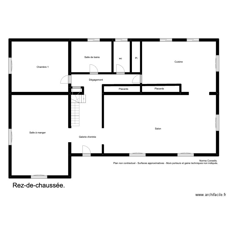 Plan Mammès Caen RDC . Plan de 8 pièces et 227 m2