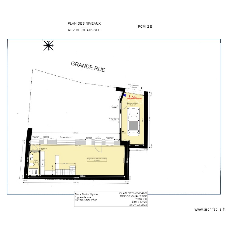 9PCMI2B REZ DE CHAUSSEE. Plan de 3 pièces et 83 m2