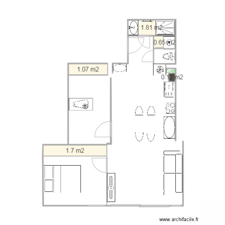 20150923 WC séparés et sdb entrée et LL JZ. Plan de 0 pièce et 0 m2