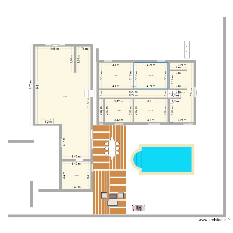 Maison 2 2. Plan de 9 pièces et 168 m2