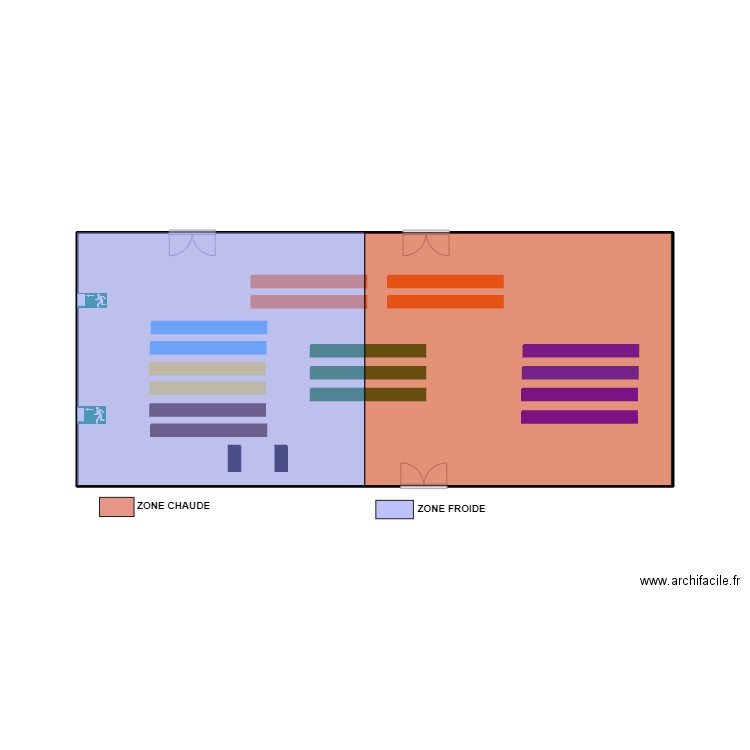zone froide/chaude. Plan de 0 pièce et 0 m2