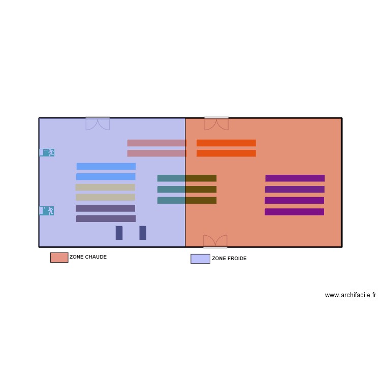 zone froide/chaude. Plan de 1 pièce et 26 m2