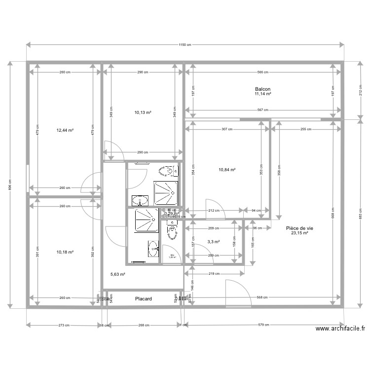 Appartement Rumilly Morgan. Plan de 16 pièces et 95 m2