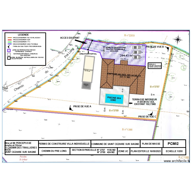 PCMI2 PLAN DE MASSE . Plan de 11 pièces et 1036 m2