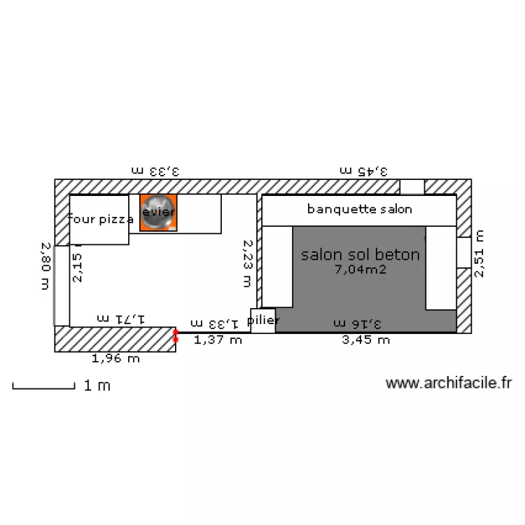 cuisine /salon &eacute;t&eacute;. Plan de 