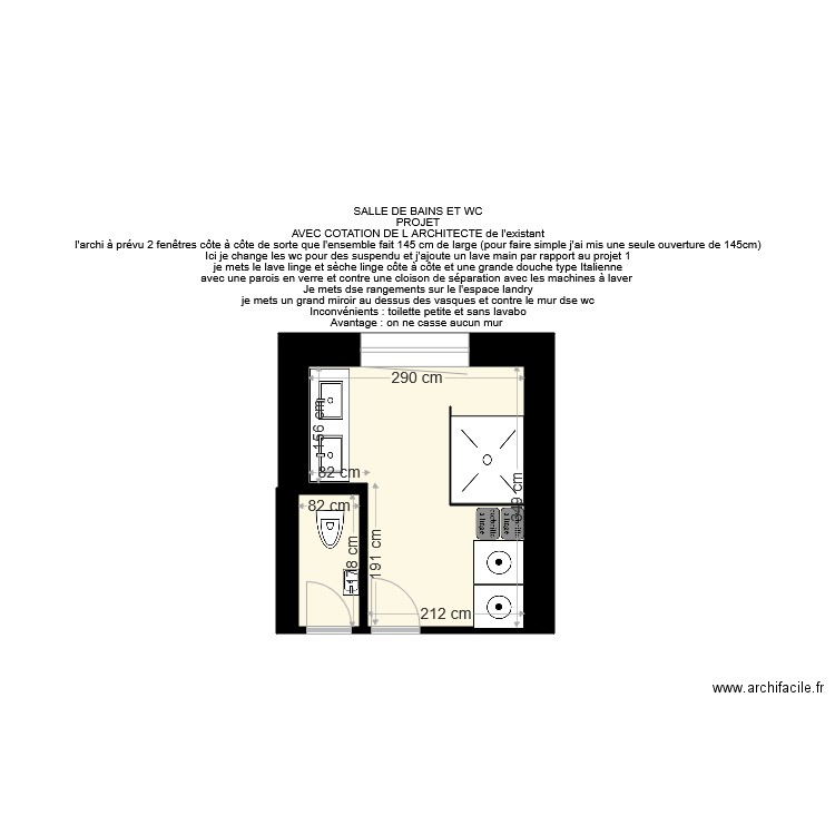 salle de bains et WC Bilitis projet 2. Plan de 0 pièce et 0 m2