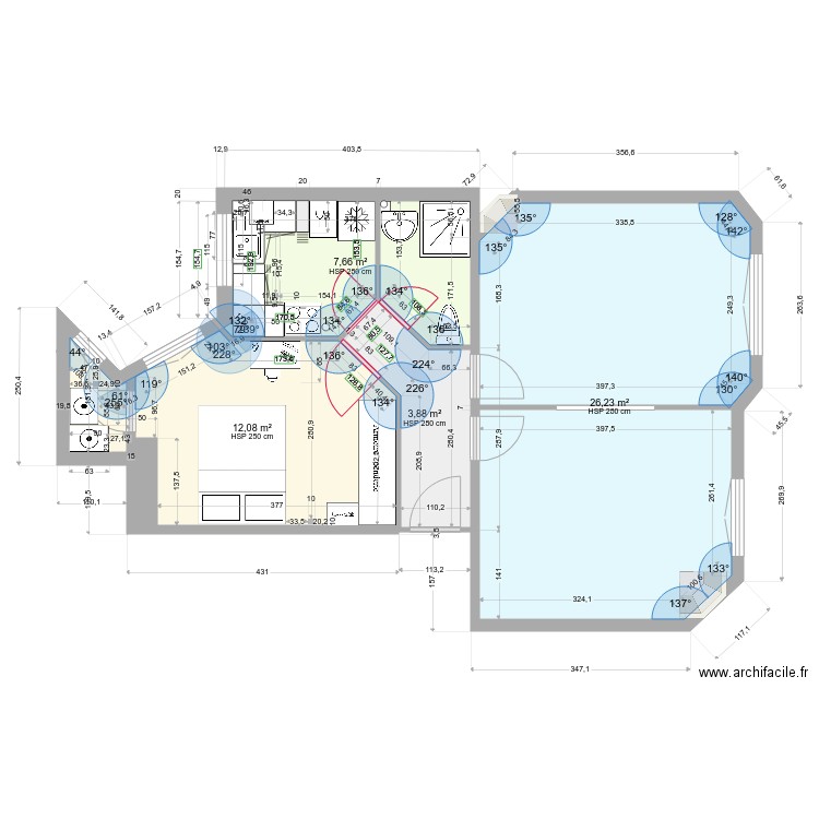 wallonsvariante122. Plan de 4 pièces et 50 m2