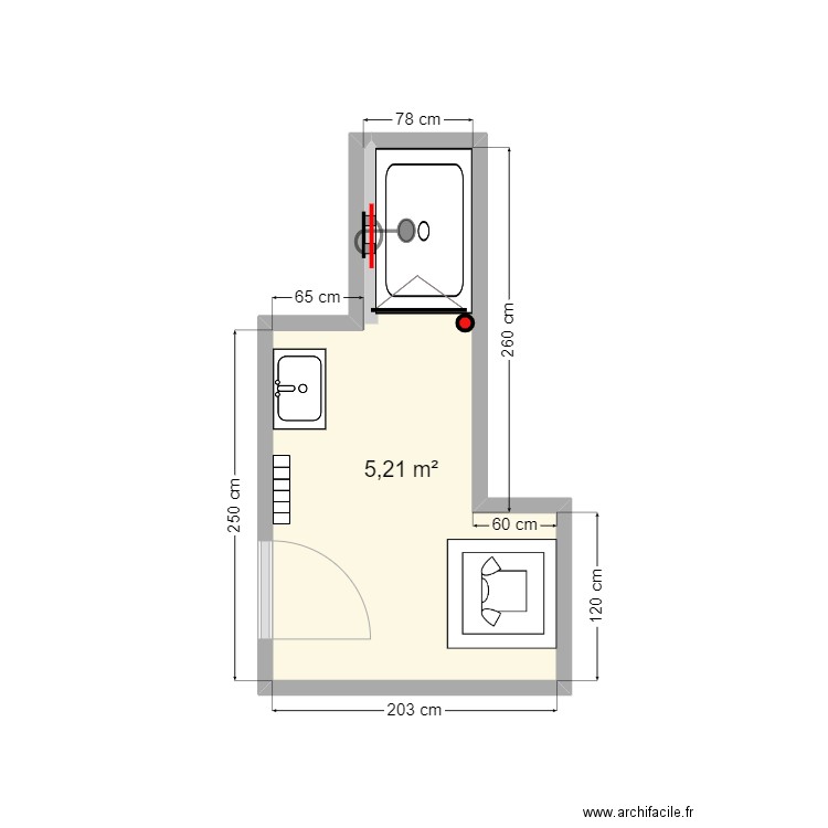 ERNEST plan projeté. Plan de 1 pièce et 5 m2