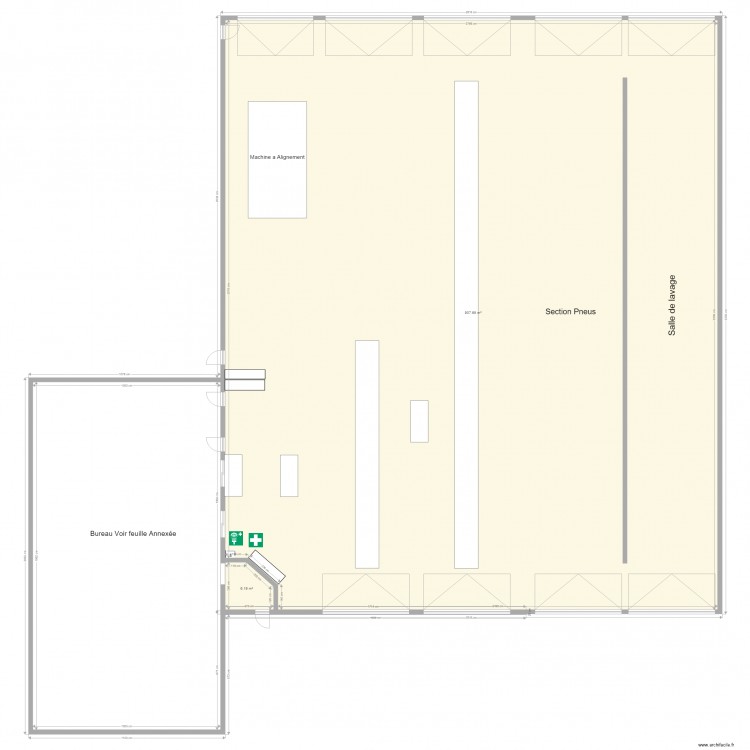 Plan Garage Agrandi avec bureau. Plan de 0 pièce et 0 m2