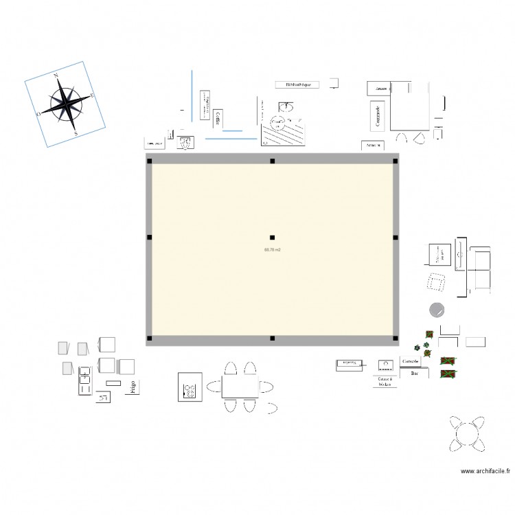 PG appart plain pied plateau brut 70m. Plan de 1 pièce et 69 m2