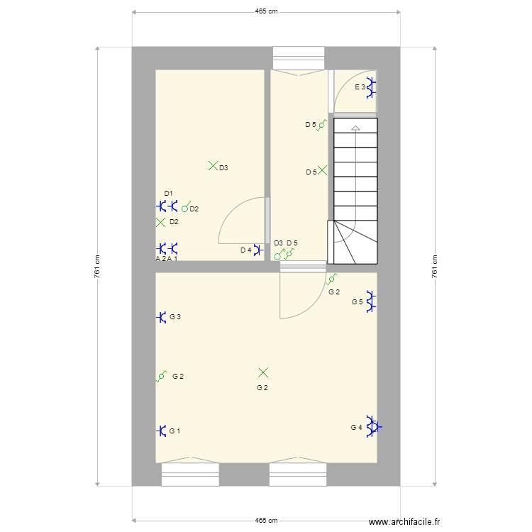 catherine etage 1 elec. Plan de 5 pièces et 25 m2