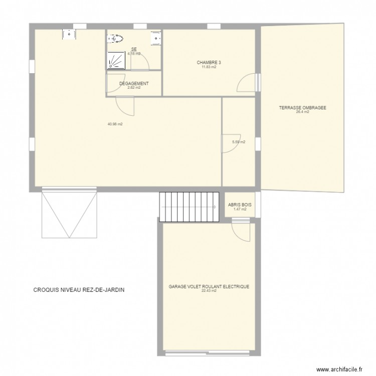 Pampelonne croquis niveau rez de jardin. Plan de 0 pièce et 0 m2