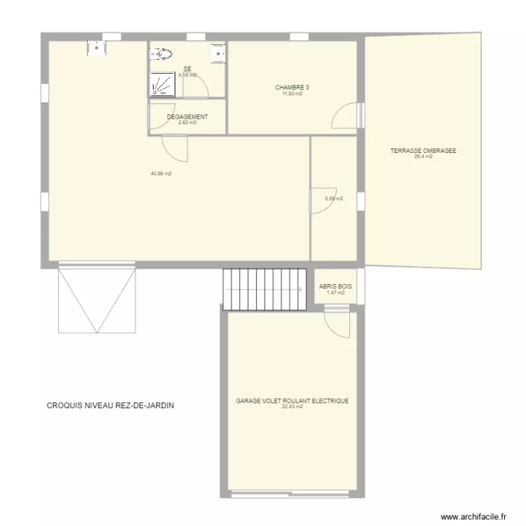 Pampelonne croquis niveau rez de jardin. Plan de Pampelonne croquis niveau rez de jardin. Plan de