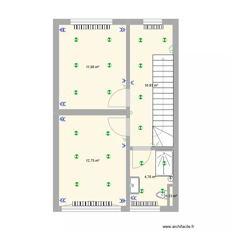 1er &eacute;tage Quenast. Plan de 5  et 40 m²