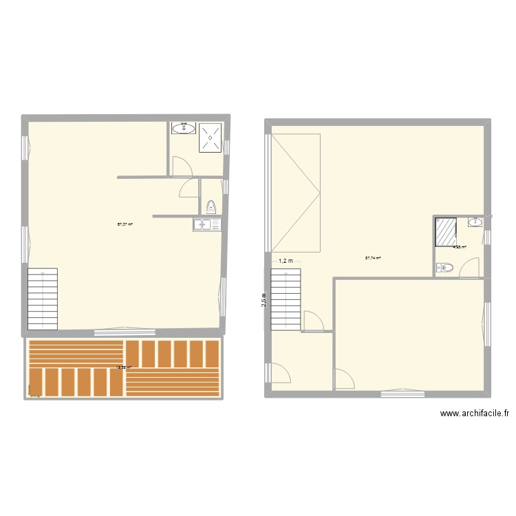 ETAGE 1. Plan de 4 pièces et 180 m2