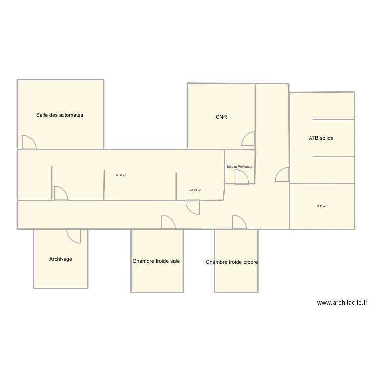 Labo. Plan de 10 pièces et 174 m2