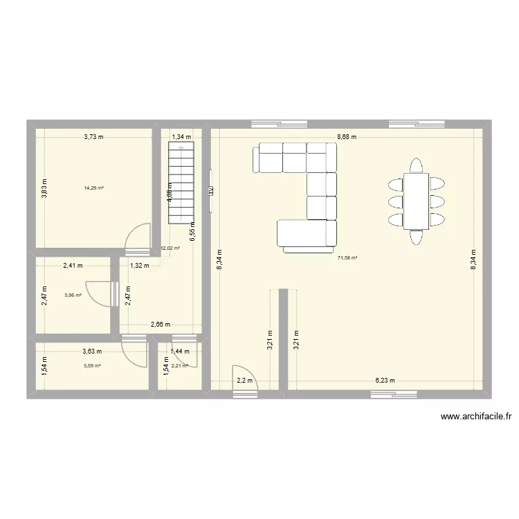 base. Plan de 6  et 112 m²