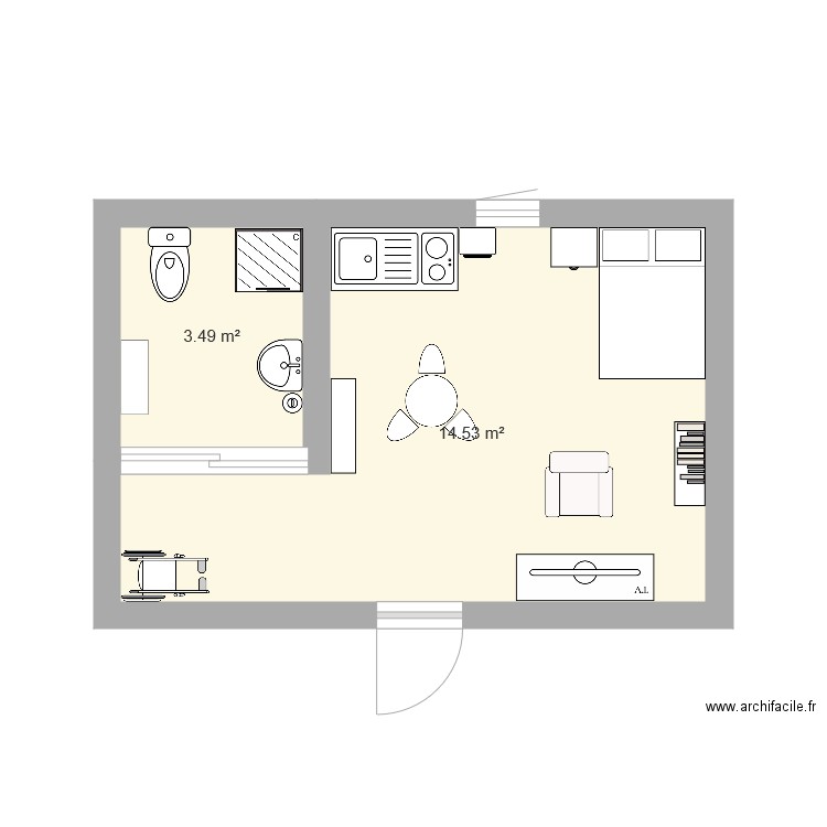 Chambre Foyer Logement. Plan de 0 pièce et 0 m2