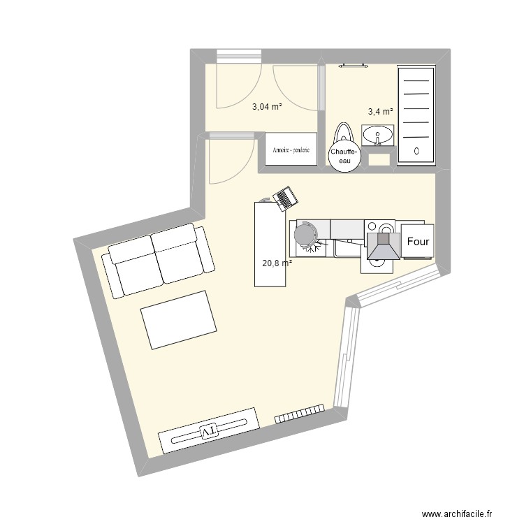 Projet Le Perreux. Plan de 4 pièces et 27 m2