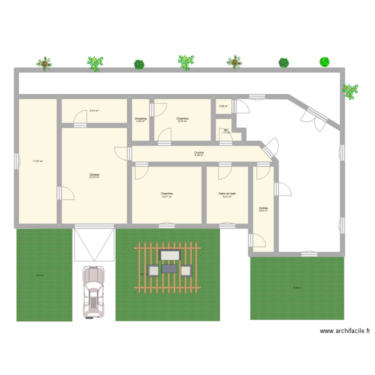 CDI. Plan de 11 pièces et 101 m2
