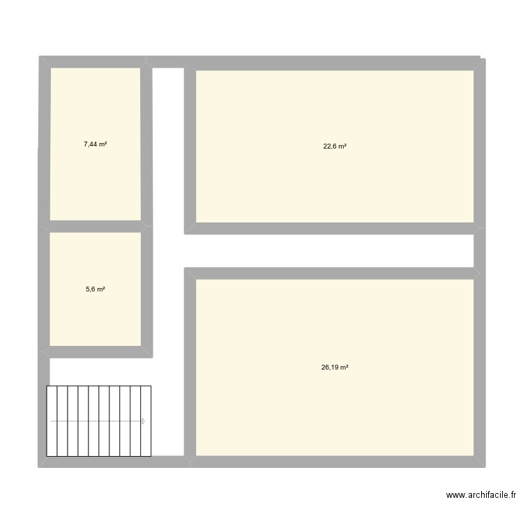 2eré étage. Plan de 4 pièces et 62 m2