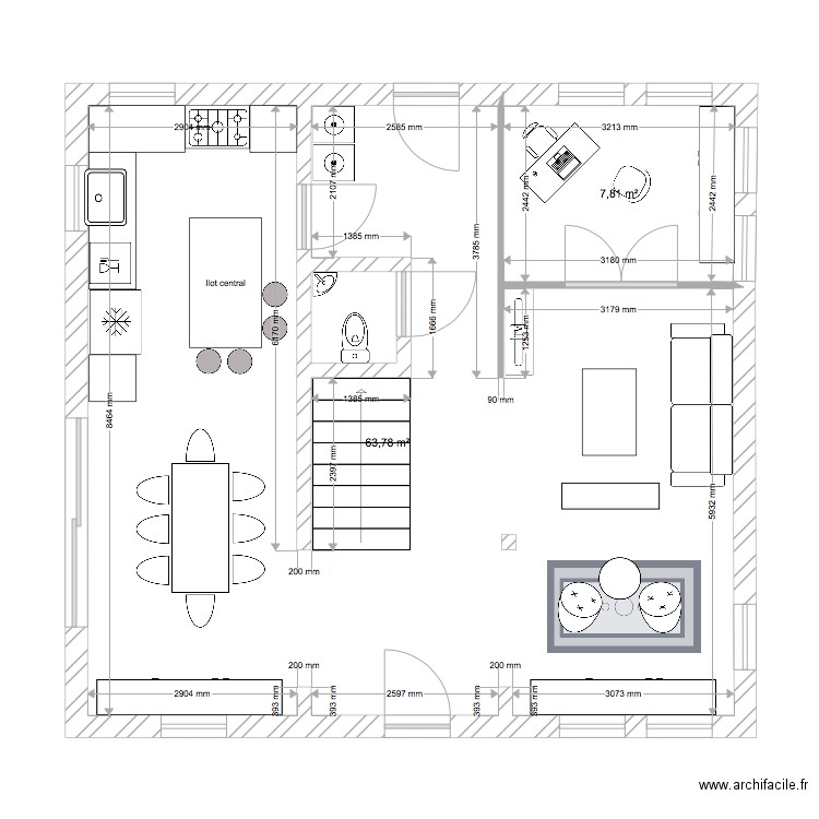 Projet 1V2. Plan de 0 pièce et 0 m2