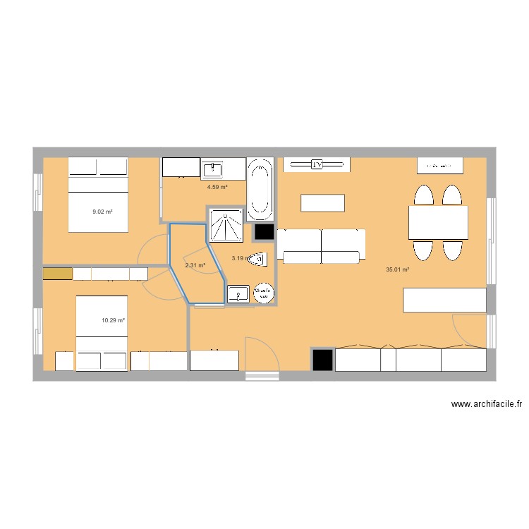 Appart Corniche Fleurie. Plan de 0 pièce et 0 m2