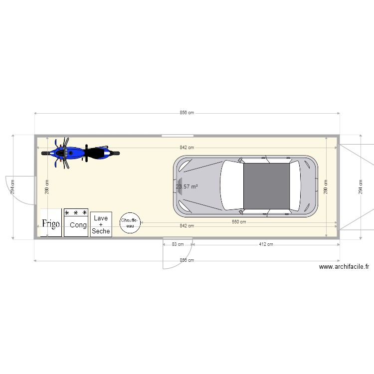 Garage. Plan de 1 pièce et 24 m2